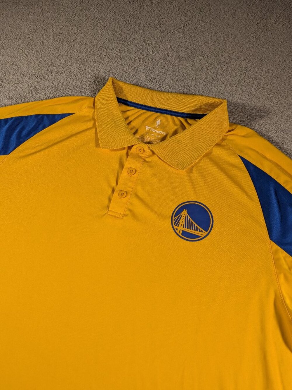 Fanatics Golden State Warriors NBA Polo 3XL Yellow Blue Mens Performance